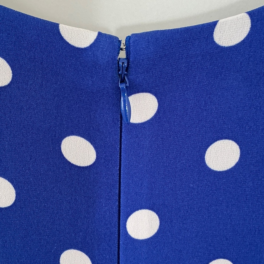 New! Beautiful royal blue faux polka dot wrap dress, Jessica Howard, size 10p - Picture 5 of 13